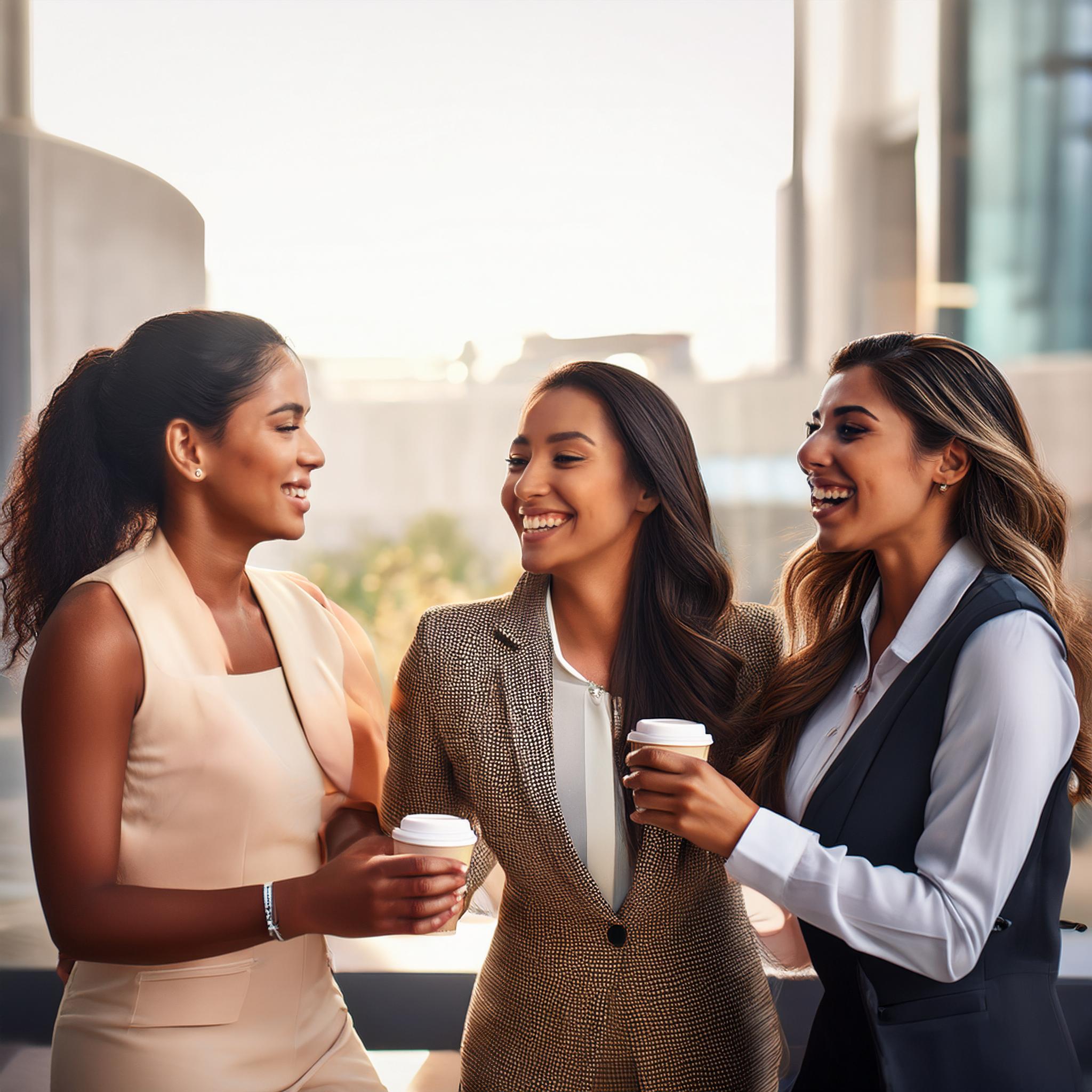 diverse group of business women having a good time together